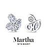 Martha Stewart 3 Carat Lab Grown Diamond Cluster Stud Earrings In 14 Karat White Gold, Marquise-Round-Oval Image-2