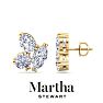 Martha Stewart 3 Carat Lab Grown Diamond Cluster Stud Earrings In 14 Karat Yellow Gold, Marquise-Round-Oval Image-1