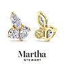 Martha Stewart 3 Carat Lab Grown Diamond Cluster Stud Earrings In 14 Karat Yellow Gold, Marquise-Round-Pear Image-2
