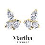 Martha Stewart 3 Carat Lab Grown Diamond Cluster Stud Earrings In 14 Karat Yellow Gold, Marquise-Round-Pear Image-6