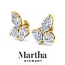 Martha Stewart 3 Carat Lab Grown Diamond Cluster Stud Earrings In 14 Karat Yellow Gold, Marquise-Round-Pear Image-8