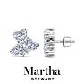 Martha Stewart 3 Carat Lab Grown Diamond Cluster Stud Earrings In 14 Karat White Gold, Heart Image-1