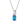 1/2ct Oval Shape Blue Topaz and Diamond Necklace in 10k White Gold Image-1