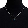 1/2ct Oval Shape Blue Topaz and Diamond Necklace in 10k White Gold Image-5