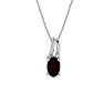 Garnet Necklace: Garnet Jewelry: 1/2ct Oval Shape Garnet and Diamond Necklace in 10k White Gold Image-1