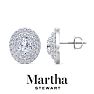 Martha Stewart 4 Carat Oval Shape Lab Grown Diamond Halo Stud Earrings In 14 Karat White Gold Image-1