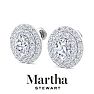 Martha Stewart 4 Carat Oval Shape Lab Grown Diamond Halo Stud Earrings In 14 Karat White Gold Image-7