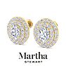 Martha Stewart 4 Carat Oval Shape Lab Grown Diamond Halo Stud Earrings In 14 Karat Yellow Gold Image-7