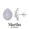 Martha Stewart 4 Carat Pear Shape Lab Grown Diamond Halo Stud Earrings In 14 Karat White Gold Image-1