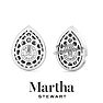 Martha Stewart 4 Carat Pear Shape Lab Grown Diamond Halo Stud Earrings In 14 Karat White Gold Image-2