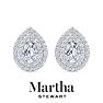 Martha Stewart 4 Carat Pear Shape Lab Grown Diamond Halo Stud Earrings In 14 Karat White Gold Image-6