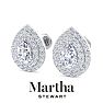 Martha Stewart 4 Carat Pear Shape Lab Grown Diamond Halo Stud Earrings In 14 Karat White Gold Image-7