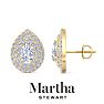 Martha Stewart 4 Carat Pear Shape Lab Grown Diamond Halo Stud Earrings In 14 Karat Yellow Gold Image-1