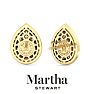 Martha Stewart 4 Carat Pear Shape Lab Grown Diamond Halo Stud Earrings In 14 Karat Yellow Gold Image-2