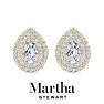 Martha Stewart 4 Carat Pear Shape Lab Grown Diamond Halo Stud Earrings In 14 Karat Yellow Gold Image-6