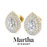Martha Stewart 4 Carat Pear Shape Lab Grown Diamond Halo Stud Earrings In 14 Karat Yellow Gold Image-7