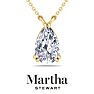 Martha Stewart 3 Carat Pear Shape Lab Grown Diamond Solitaire Necklace In 14K White Gold Image-1
