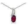 1/2ct Oval Shape Created Ruby and Diamond Necklace in 10k White Gold Image-1