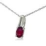 1/2ct Oval Shape Created Ruby and Diamond Necklace in 10k White Gold Image-2