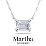 Martha Stewart 3 Carat Emerald Cut Lab Grown Diamond Solitaire Necklace In 14K White Gold Image-1