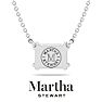 Martha Stewart 3 Carat Emerald Cut Lab Grown Diamond Solitaire Necklace In 14K White Gold Image-2