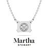 Martha Stewart 2 Carat Emerald Cut Lab Grown Diamond Solitaire Necklace In 14K White Gold Image-2