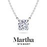 Martha Stewart 1 Carat Round Shape Lab Grown Diamond Solitaire Necklace In 14K White Gold Image-1