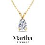 Martha Stewart 1 Carat Pear Shape Lab Grown Diamond Solitaire Necklace In 14K White Gold Image-1