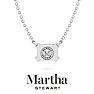 Martha Stewart 1 Carat Emerald Cut Lab Grown Diamond Solitaire Necklace In 14K White Gold Image-2