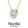 Martha Stewart 2 1/4 Carat Lab Grown Diamond Halo Necklace In 14K Yellow Gold Image-6