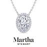 Martha Stewart 2 1/4 Carat Oval Shape Lab Grown Diamond Halo Necklace In 14K White Gold Image-1