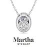 Martha Stewart 2 1/4 Carat Oval Shape Lab Grown Diamond Halo Necklace In 14K White Gold Image-2