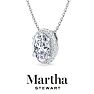 Martha Stewart 2 1/4 Carat Oval Shape Lab Grown Diamond Halo Necklace In 14K White Gold Image-6