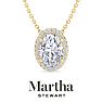 Martha Stewart 2 1/4 Carat Oval Shape Lab Grown Diamond Halo Necklace In 14K Yellow Gold Image-1