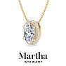 Martha Stewart 2 1/4 Carat Oval Shape Lab Grown Diamond Halo Necklace In 14K Yellow Gold Image-6