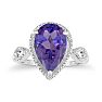 3 1/2ct Pear Shaped Amethyst and Diamond Ring in 10k White Gold Image-1