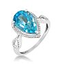 3 1/2ct Pear Shaped Blue Topaz and Diamond Ring in 10k White Gold Image-2