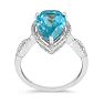 3 1/2ct Pear Shaped Blue Topaz and Diamond Ring in 10k White Gold Image-3