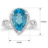 3 1/2ct Pear Shaped Blue Topaz and Diamond Ring in 10k White Gold Image-4