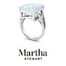 Martha Stewart 10 1/4 Carat Emerald Cut Aquamarine and Lab Grown Diamond Ring In Sterling Silver Image-8