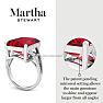 Martha Stewart 10 1/4 Carat Emerald Cut Ruby and Lab Grown Diamond Ring In Sterling Silver Image-3