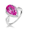 Pink Gemstones 3 1/2ct Pear Shaped Pink Topaz and Diamond Ring in 10k White Gold Image-2