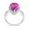Pink Gemstones 3 1/2ct Pear Shaped Pink Topaz and Diamond Ring in 10k White Gold Image-3