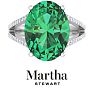 Martha Stewart 10 1/4 Carat Oval Shape Emerald and Lab Grown Diamond Ring In Sterling Silver Image-1