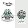 Martha Stewart 10 1/4 Carat Oval Shape Emerald and Lab Grown Diamond Ring In Sterling Silver Image-2
