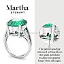 Martha Stewart 10 1/4 Carat Oval Shape Emerald and Lab Grown Diamond Ring In Sterling Silver Image-3