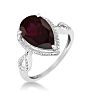 Garnet Ring: Garnet Jewelry: 3 1/2ct Pear Shaped Garnet and Diamond Ring in 10k White Gold Image-2