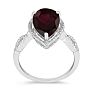 Garnet Ring: Garnet Jewelry: 3 1/2ct Pear Shaped Garnet and Diamond Ring in 10k White Gold Image-3