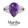 Martha Stewart 5 1/2 Carat Pear Shape Amethyst and Lab Grown Diamond Ring In Sterling Silver Image-1