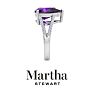 Martha Stewart 5 1/2 Carat Pear Shape Amethyst and Lab Grown Diamond Ring In Sterling Silver Image-11